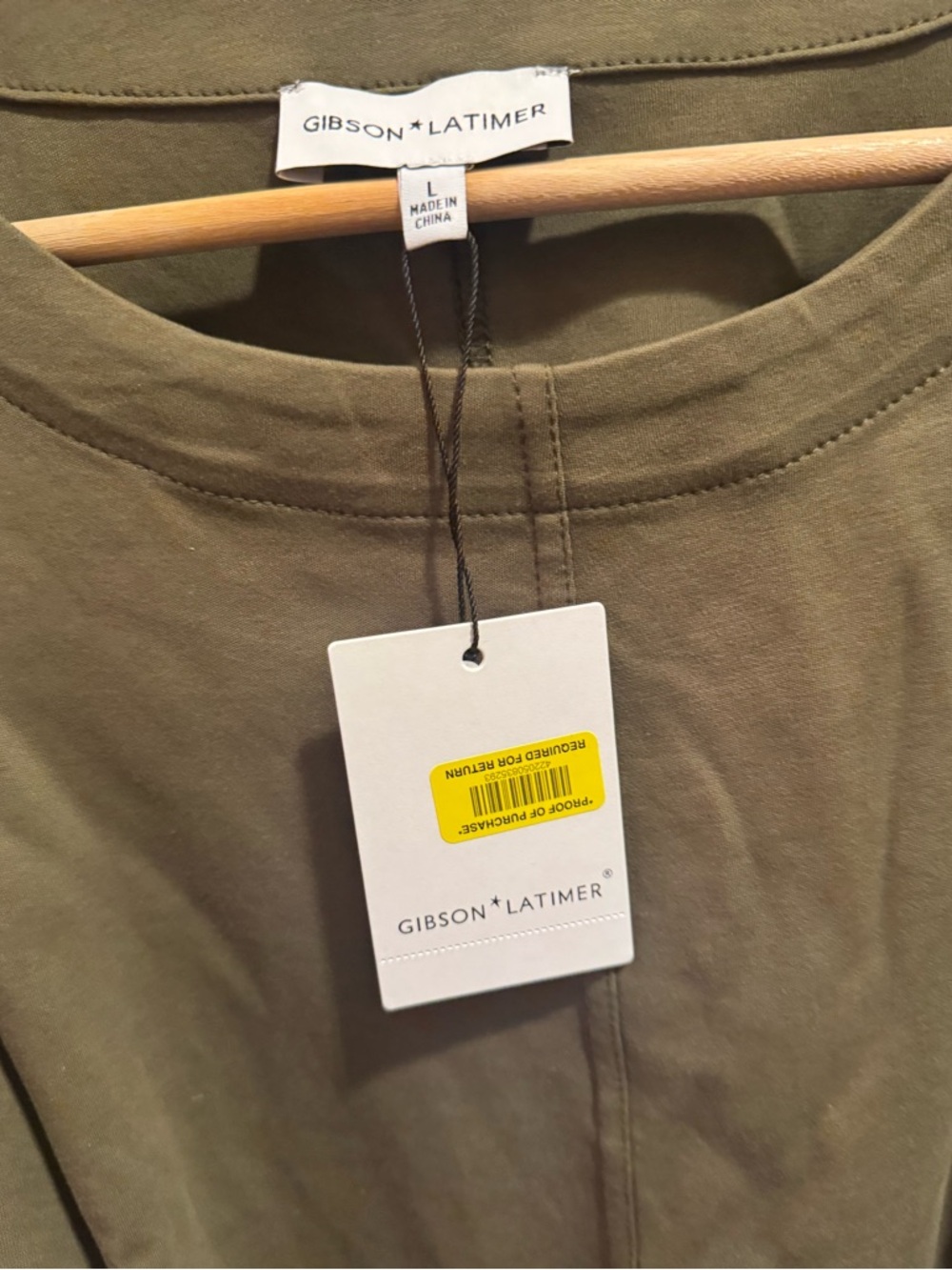 Gibson*Latimer Deep Moss Green Puff Sleeve Top Sz Large NWT - Picture 3 of 8